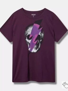 Heritage By Torrid Knit Purple Skull Bolt Print Graphic Tee 5X 28